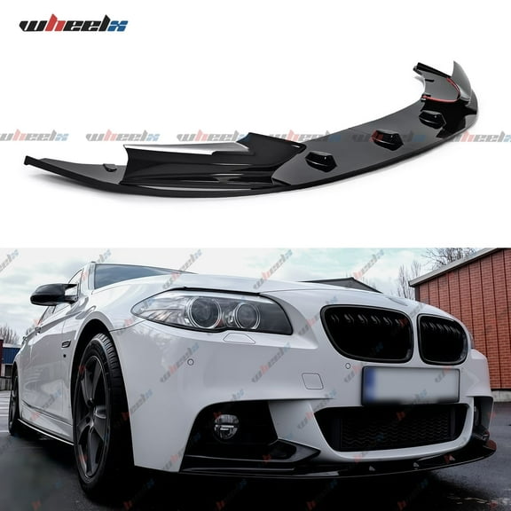 WheelX Front Lip Compatible with 2010-2016 BMW F10 F11 5 Series, Fits for 528i 535i 535d 550i M5 GT xDrive, Bumper Air Dam Lower Chin Spoiler Splitter, Protection Body (Glossy Black)