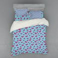 thumbnail image 2 of Ambesonne Retro Bedding Set 3 Pcs, Pink Heart on Polka Dots, Twin, Hot Pink and Turquoise, 2 of 3