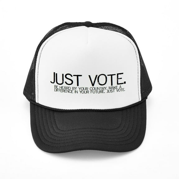 CafePress - JUST VOTE Ringer Hat - Adjustable Unisex Printed Trucker Hat with Mesh Back