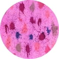 thumbnail image 1 of Ahgly Company Indoor Round Abstract Pink Contemporary Area Rugs, 4' Round, 1 of 4