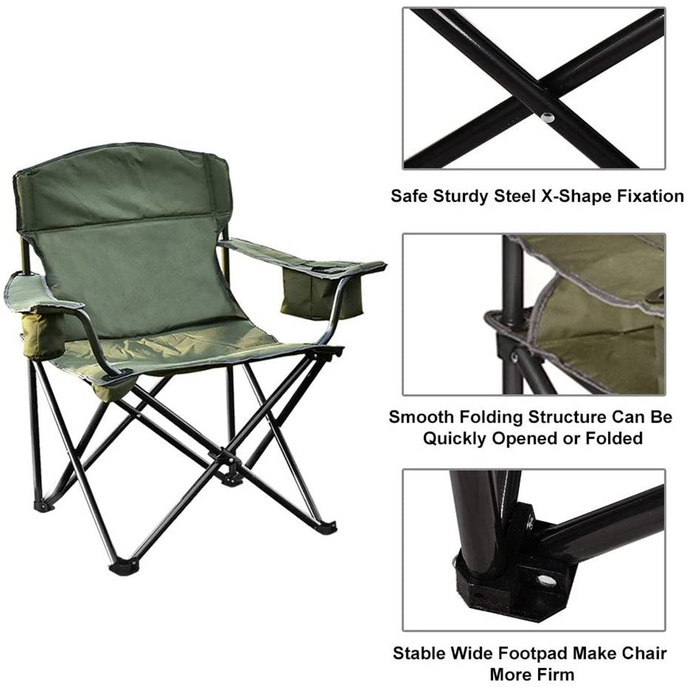 Folding Camping Chair with Cooler, Ultralight Outdoor Portable Chair with Cup Holder and Carry Bag, Padded Armrest Camping Chair, Collapsible Lawn Chair for BBQ, Beach, Hiking, Picnic, TE095 - image 5 of 7