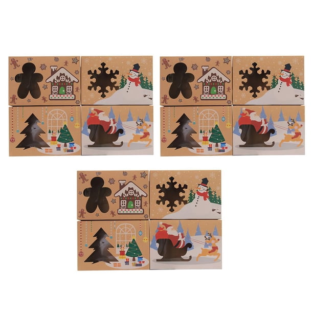 Advancent Cajas de embalaje para galletas de 12 Uds., cajas de embalaje con patrón de Navidad, cajas de regalo de Navidad para cupcakes con ventana para Kits de decoración para fiestas Advancent HA012796-00