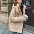 thumbnail image 4 of UPPADA Puffer Fall Jacket Womens Oversized Cropped Puffy Quilted Winter Cropped Puffer Coats with Pockets Fleece Line Windbreaker for Woman Khaki,S, 4 of 5