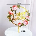 thumbnail image 2 of New Flowers Happy Birthday Cake Topper Gold Colored Printing Acrylic Cake Topper For Kids Girls Birthday Party Cake Decorations, 2 of 3