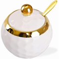 thumbnail image 1 of W829 Ceramic Sugar Bowl with Lid and Spoon, Golf Design Porcelain Salt Bowl Salt Container, Modern Spice Box Seasoning Jar for Home and Kitchen Coffee Bar - White, 1 of 1