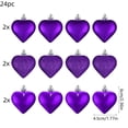 thumbnail image 3 of Valentine's Day Decorations 24-Pack Purple Heart Shaped Hanging Ornaments with Glossy Matte Glitter Finishes for Party Tree Wall Decor, 3 of 6