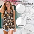 thumbnail image 6 of FUIALDOLG Brown Coffee Theme Sleeveless Shirt for Women Summer Casual V Neck Sleeveless Pleated Shirt Loose Fit Basic Tee Athletic Running Yoga Tops,M, 6 of 7