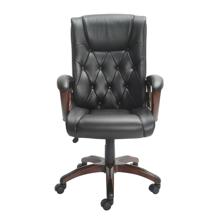 Better Homes and Gardens Executive Mid-Back Manager's Office Chair with Arms Brown Bonded Leather