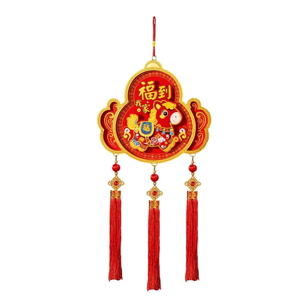 Farol chino tradicional con borlas para colgar en la pared, de terciopelo, para Año Nuevo estilo D