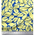thumbnail image 1 of Soimoi Blue Velvet Fabric Basil Leaves Printed Fabric 1 Yard 58 Inch Wide, 1 of 3