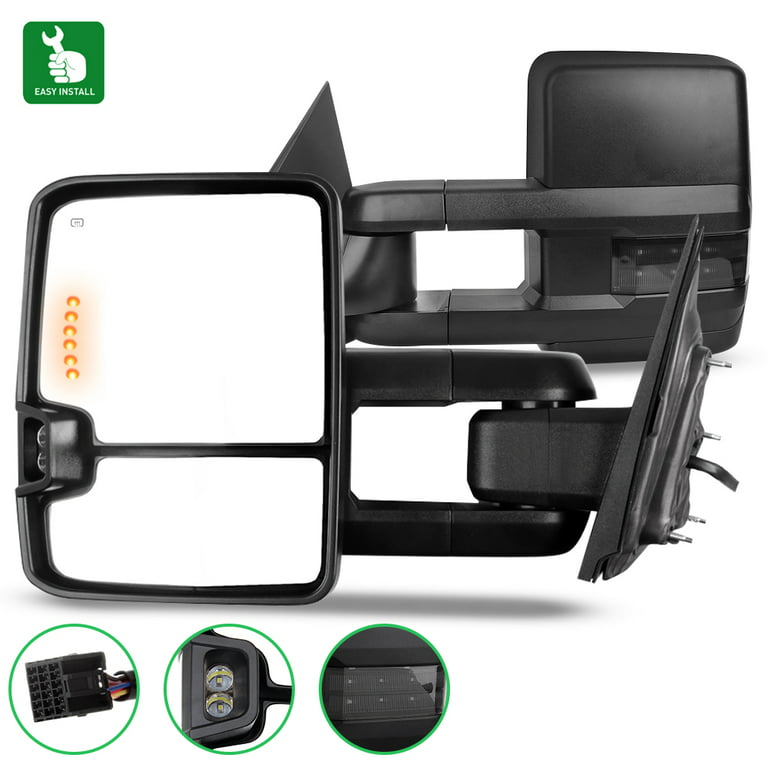 SCITOO Towing Mirrors Tow Mirrors Black Truck Mirrors fit for 2014-2018 for  Chevy for GMC 1500 2015-2019 for Chevy for GMC 2500 HD 3500 HD with Pair