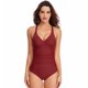 thumbnail image 1 of Traje de baño de una pieza con control de barriga para mujer Traje de baño de una pieza de color sólido (claret) Zhivalor BST3003135-1, 1 of 5