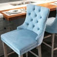 thumbnail image 5 of Set of 4 Velvet Dining Bar Chairs Contemporary Velvet Upholstered Barstools with Button Tufted Decoration and Wooden Legs, Luxury Tufted Back with Nailed Trim and Back Ring Pull, 5 of 9