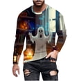thumbnail image 2 of Yaoyar Men's Halloween Element Ghost Printed Pullover Long Sleeve Crew Neck T-Shirt Long Sleeve Crew Neck Top Multicolor L, 2 of 5