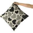 thumbnail image 3 of Valentines Day Pillow Covers 18x18 Set of 2 Buffalo Plaid Polka Dot Stripes Black Love Heart Print Decorative Throw Pillows Rustic Valentine Themed Pillow Cases Decor for Couch Sofa Bed, 3 of 6