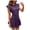 Purple, variant on vigerkar Summer Dresses for Women V Neck Cap Sleeve Ruffle Hem Smock Short Dress (Navy, M)