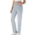 thumbnail image 2 of Straight Leg Jeans for Women Stretchy Pull on Sweatpant Jean Trendy Tummy Control High Waisted Denim Pants XXL, 2 of 7