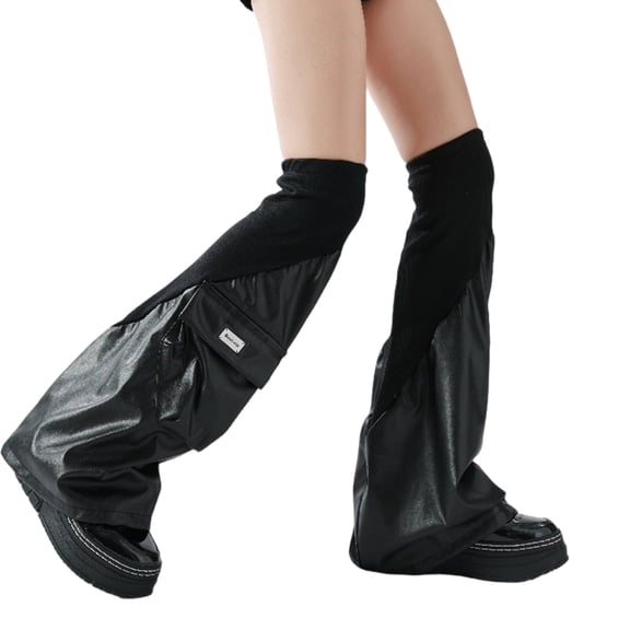 Women Girls Pu Leather Leg Warmers Thigh High Boot Stockings Winter Leg Sover