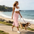 thumbnail image 7 of Pants for Women Capri Fold Over Cropped Pant Stretch Low Rise Wide Leg Yoga Bottoms, L, 7 of 7