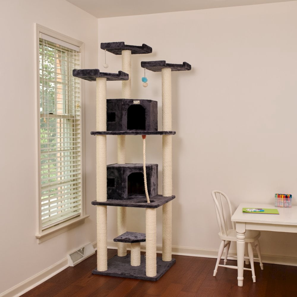 Armarkat 82 Inches Multi-Level Big Cat Tree. Tall Multi-Cats Tower with 2 Big Cat Condos