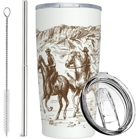 

Western Tumbler with Lid and Straw 1Set Stainless Cup Steel Insulated Water Bottle 20 Oz Travel Coffee Mug