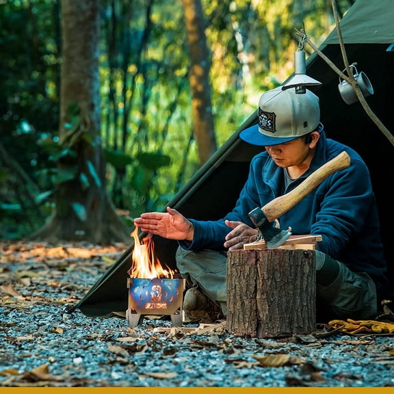 OneTigris Triangle Mini Wood Stove Lightweight Portable for Camping Backpacking Hiking Picnicking and BBQ, Weighs 14.8oz/0.93lbs only