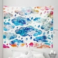 thumbnail image 1 of Modern Tapestry, Colorful Clouds Pattern with Raindrops Rainy Weather Sky Illustration, Fabric Wall Hanging Decor for Bedroom Living Room Dorm, 5 Sizes, Blue Pink Orange, by Ambesonne, 1 of 1