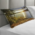 thumbnail image 2 of Landscape Quilted Pillowcover, Sunset Dawn in the Forest over Lake of 2 Rivers Algonquin Park Ontario Canada, Standard King Size Accent Pillow Cover for Bedroom, 36" x 20", Multicolor, by Ambesonne, 2 of 2