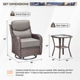 thumbnail image 2 of Planntonneo Outdoor Patio Swivel Rocker Chairs Set of 4 with 6-Inch Thick Cushion and 2 Rattan Table, 6pcs Wicker Patio Conversation Set for Porch Balcony Deck, Brown/Grey, 2 of 10