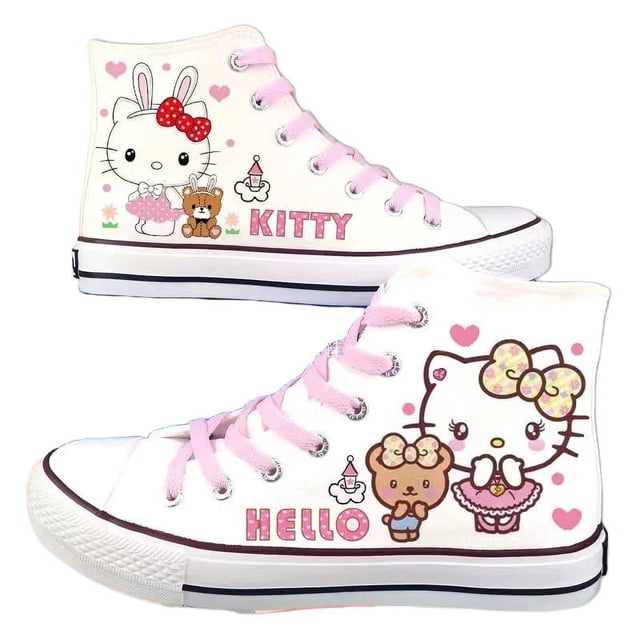 Nuevos zapatos de lona estampados con patrón de dibujos animados de gato, zapatos de moda para amantes del patrón de dibujos animados bidimensionales