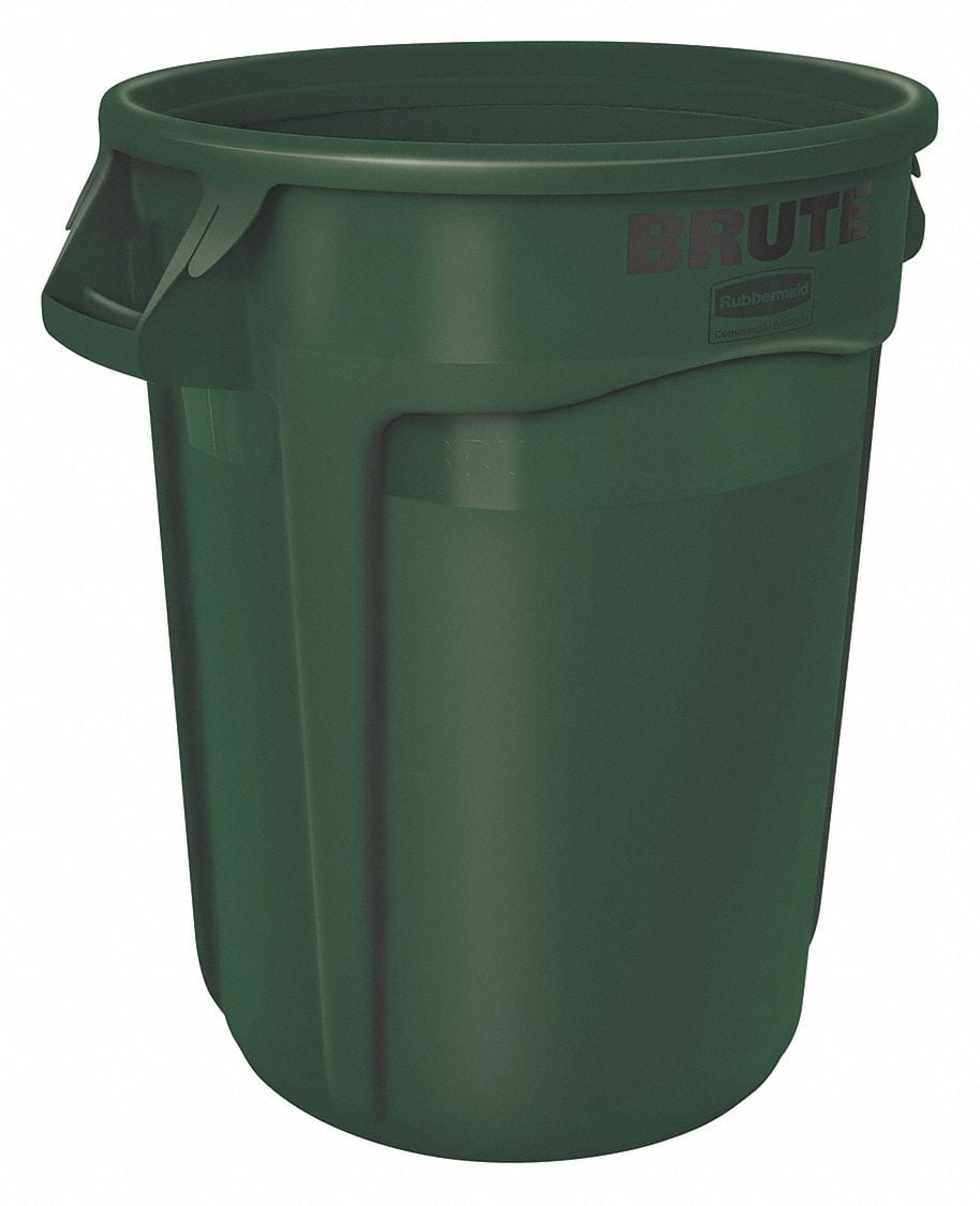 Rubbermaid 20 gal Round Polyethylene Garage Trash Can, Green