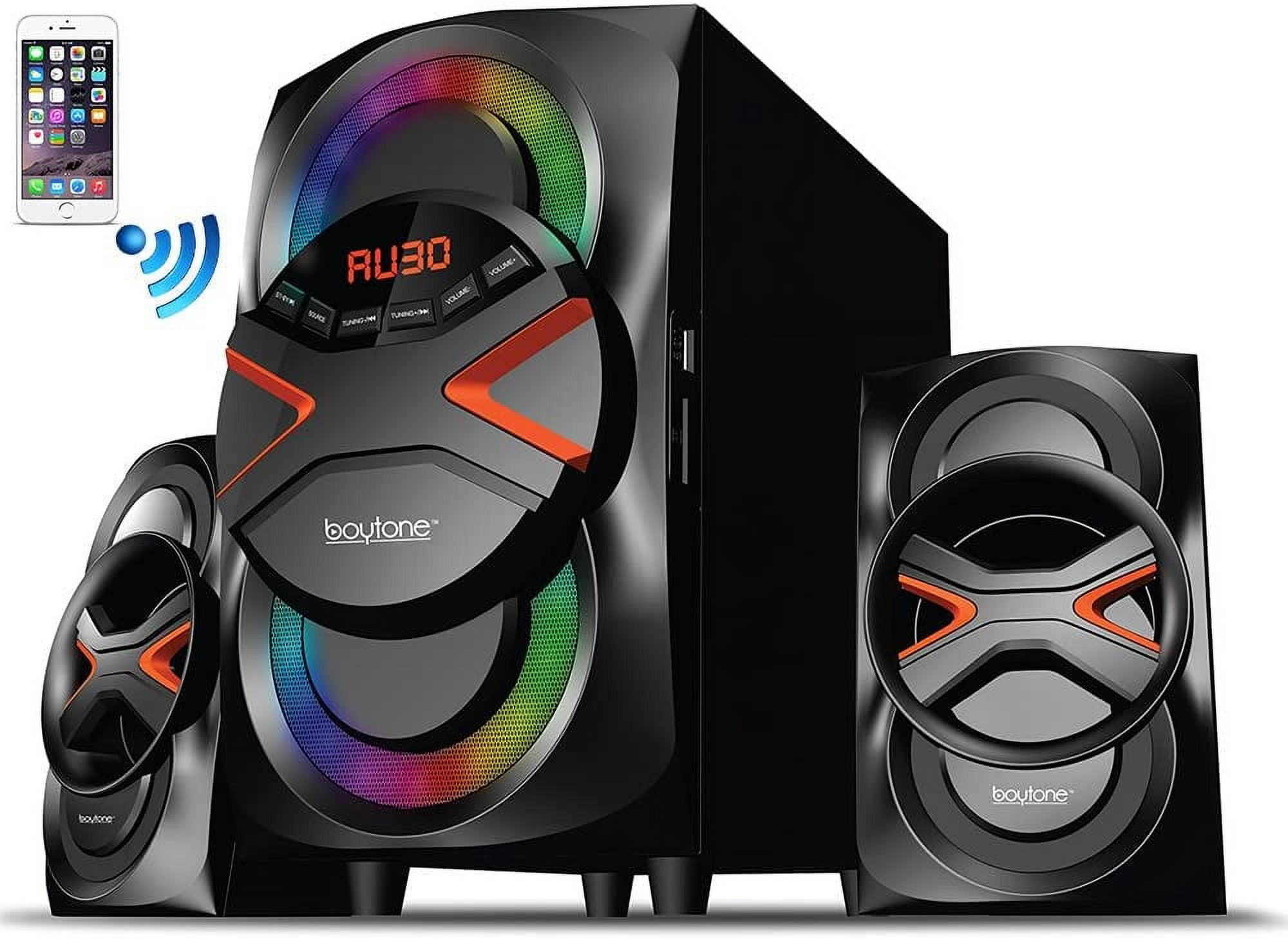 beFree Sound BFS-99X 2.1 Channel Surround Sound Bluetooth Speaker System, Red beFree Sound BFS-99X 2.1 Channel Home Stereo Music System