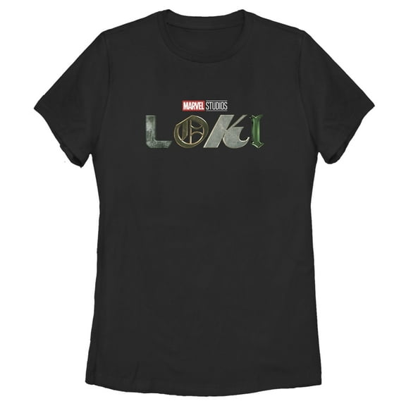 Women's Marvel Color Loki Logo  Graphic Tee Black Small