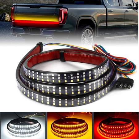 48inch Tri Row Truck Tailgate LED Strip Light Bar Reverse Brake Turn Signal US