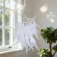 thumbnail image 6 of Moon Dream Catcher, Pink Handmade Moon Dream Catcher with Lights & Feathers, Dreamy Celestial Decorative Wall Hanging Ornament, Bedroom Dormitory Home Wall Decor Art Craft Gift, 6 of 9