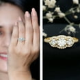 thumbnail image 5 of Rosec Jewels Certified Moissanite 3 Stone Engagement Ring for Women - D-VS1 Quality - Statement Ring - with Jewelry Box, 14K Yellow Gold, US 10.50, 5 of 8