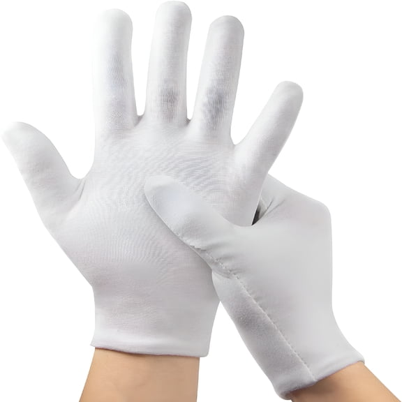 TELOLY 5Pairs(10Pcs) Moisturizing Gloves Overnight, Cotton Gloves for Dry Hands Eczema, White Cotton Gloves for Men and Women, Washable Spa Cotton Inspection Gloves, One Size Fit Most Cloth Gloves