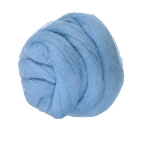 Uxcell Wool Roving Yarn, 150G/5.3OZ Soft Felting Wool Pure Chunky Roving Yarn Bulk for Needle Felting Knitting Blanket Spinning Weaving DIY Craft, Light Blue