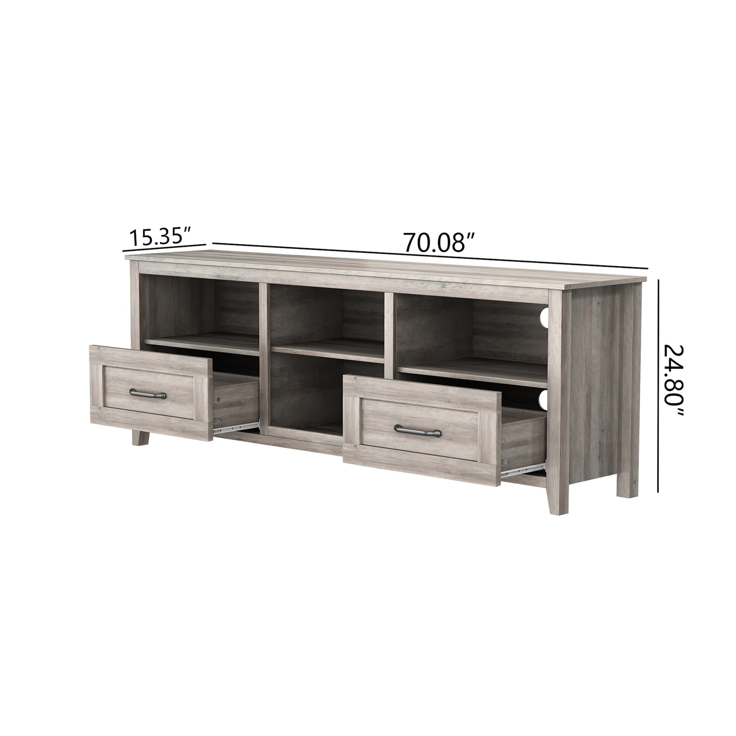 Kadyn 70.08 Inch Length TV Stand, Particle Board TV Entertainment Center with 2 Drawers and 4 High-Capacity Storage Compartment, Modern TV Console Table for TV up to 60", Grey