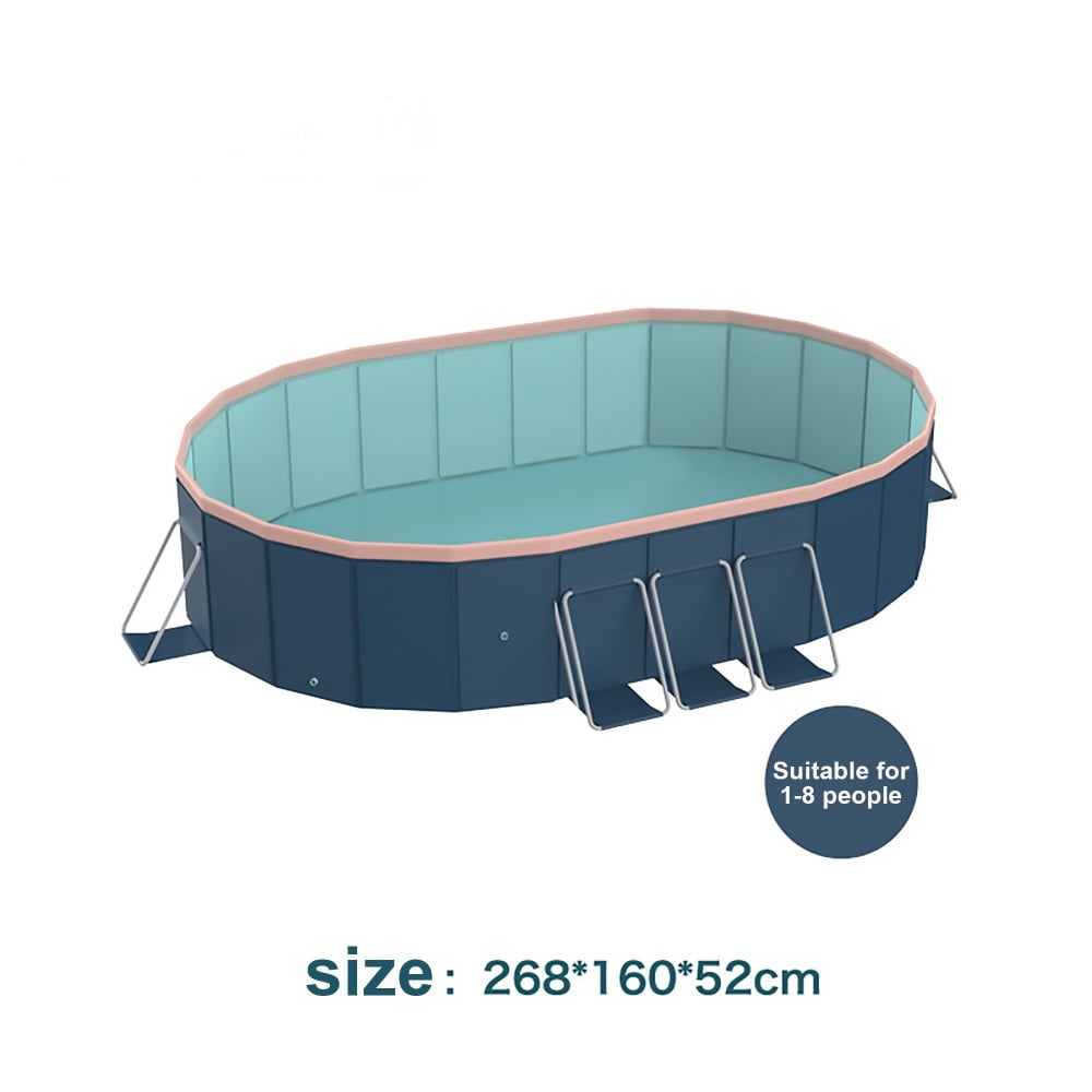 Pawverly 3.0m Foldable PVC Swimming Pool, Non-Inflatable Above Ground Pool for Adults & Kids, Portable Outdoor Pool for Backyard, Patio, Garden & Beach