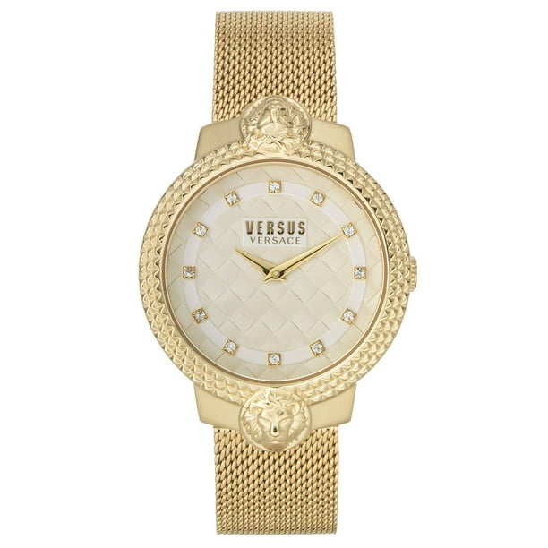 VERSUS VERSACE ゴールド 腕時計 Versus Versace Mouffetard Crystal Gold-Tone Mesh Watch, 38mm