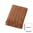 thumbnail image 3 of Wovilon Blanket Soft Knitted Blanket Fringed Blanket Sofa Blanket Sleeping Blanket 176x127cm, 3 of 6