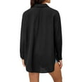 thumbnail image 3 of Siliteelon Women's Black Double-Layer Ruffled Casual Shirt - Exude a Cool and Effortless Vibe, Embrace Modern Street Style, 3 of 6