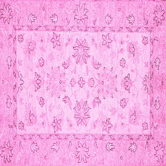 Ahgly Company Indoor Square Oriental Pink Traditional Area Rugs, 5' Square
