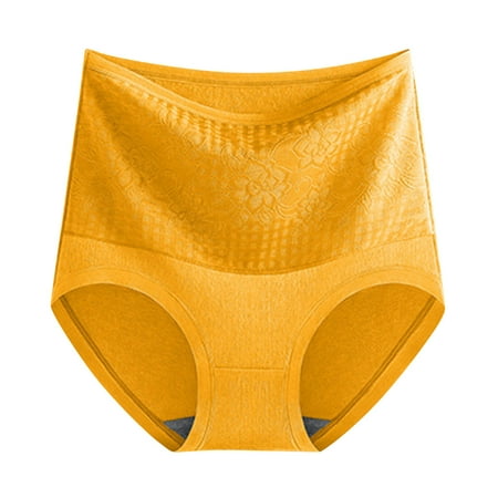 

DECILRO Lingerie for Women Women s Thick High Waist Keep Warm And Hip Lift Comfortable Body Breathable Underwear Briefs Yellow XL