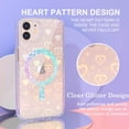 thumbnail image 2 of for iPhone 12 Case Compatible MagSafe, iPhone 12 Pro Case, Clear Glitter Cute Laser Holographic Rainbow Love Heart Pattern for Women Girls, Hard PC Protective Phone Cover,Magnetic Star, 2 of 11