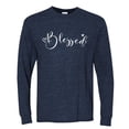 thumbnail image 2 of Wild Bobby, Blessed Inspirational Quote Heart Love, Inspirational/Christian, Men Long Sleeve Shirt, Vintage Heather Navy, Large, 2 of 3