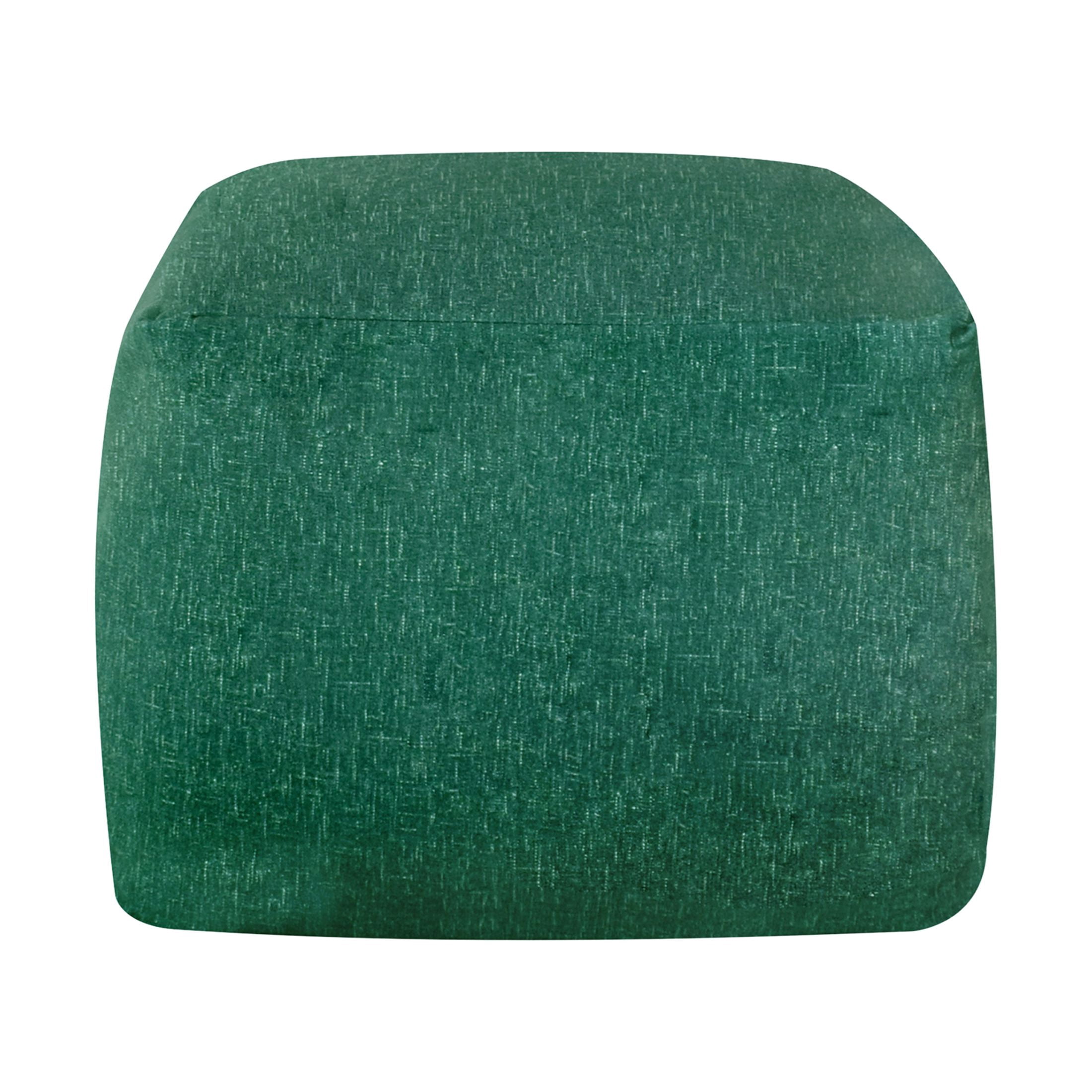 Castle Place 24" Velvet Pouf, Teal Green