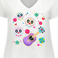 thumbnail image 4 of Inktastic Day of the Dead Owl Sugar Skulls and Guitar Women's Plus Size V-Neck T-Shirt, 4 of 5