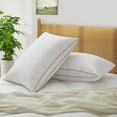 thumbnail image 2 of Peace Nest Medium-Firm Goose Feather Down Pillow with Gusset, Medium Neck Support for Stomach, Side and Back Sleepers - White Medium - Queen, 2 of 5